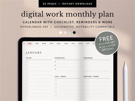 Monthly Digital Planner Workbook