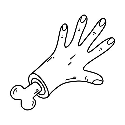 Hand Drawn Severed Hand With Protruding Bone Halloween Doodle Element