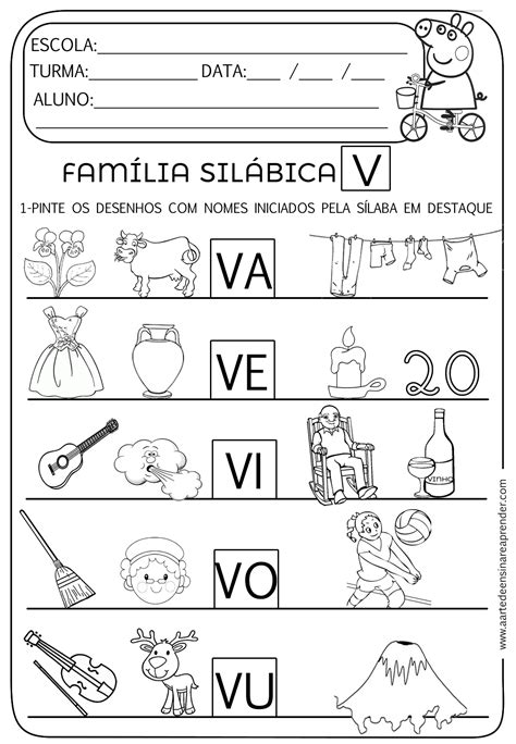 Atividade Familia Silabica Letra V