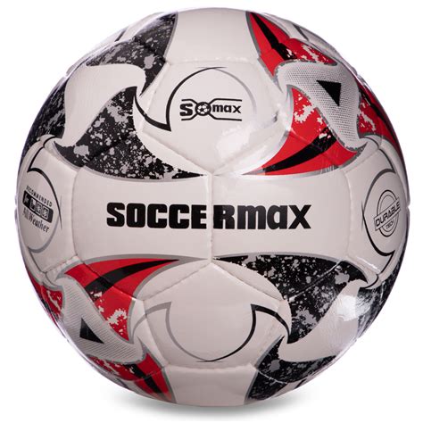 Мяч футбольный SOCCERMAX FIFA FB-0003 №5 PU белый-серый-красный - Мячи ...