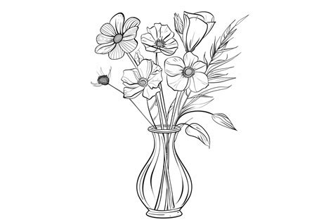 Flower Arrangement Coloring Page Graphic By Forhadx5 · Creative Fabrica