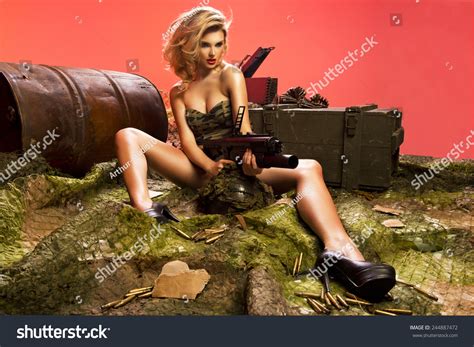 Sexy Blonde Woman Rifle Stock Photo Shutterstock