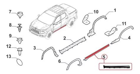 Moldura Spoiler Lateral Caixa Esquerda Toro Fiat Mopar Fiat