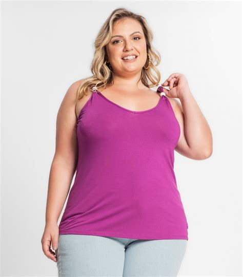 Regata Feminina Plus Size Secret Glam Roxo Oscar