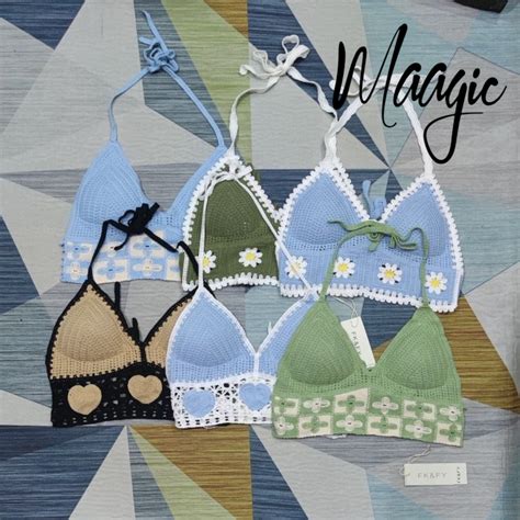 Crochet Swimwear Women Crochet Bikini Top Crochet Bra Sexy Beach Outfit Halter Top Beach Top