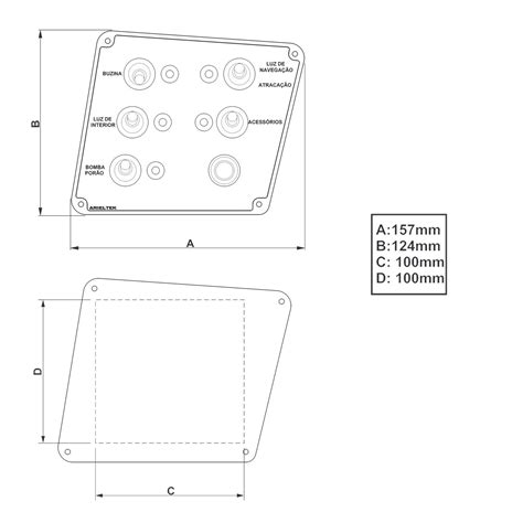 Painel De Comando 6 Funções Náutico LED Buzina Barco Lancha Tiburon