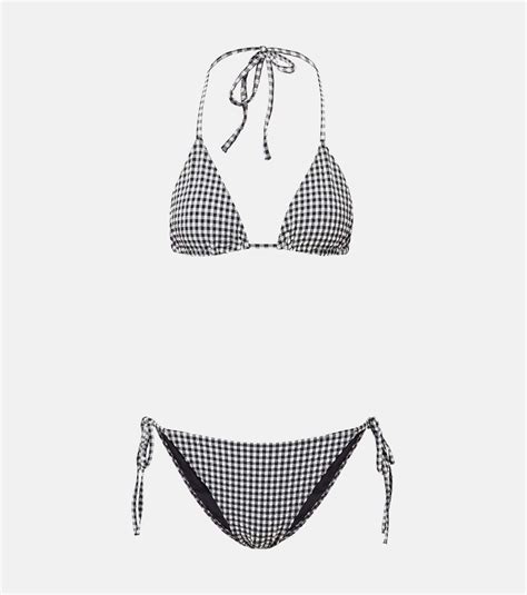 Hunza G Sabrina Gingham Seersucker Bikini Hunza G
