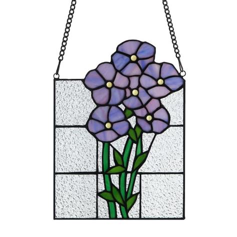 Reviews For River Of Goods Forget Me Not Flowers Stained Glass Window