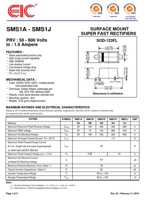 Sms J Datasheet Super Fast Rectifier