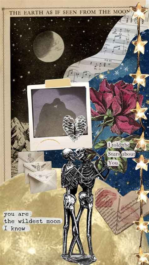 An Altered Collage Featuring A Skeleton Holding A Rose And The Words