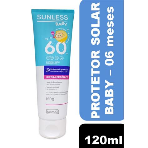 Protetor Solar 6 Meses - Protetor Solar FPS 60 Sunless - Baby 06 meses+ 120g | Shopee Brasil