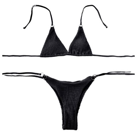 Ehrwe Womens Bikini Set Solid Color Split High Waist Pants Suspender Backless Bikini Vacation