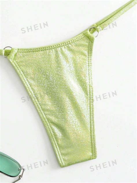 Shein Swim Sxy Ba Ador Bikini Con Tanga Tri Ngulo Brillante Micro Moda De Mujer Shein M Xico