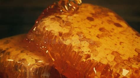 Golden Honey Pours On Honeycomb Stock Footage Video Of Bees Dessert