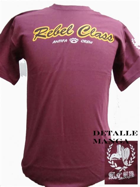 CAMISETA REBEL CLASS ANTIFA CREW GRANATE CHICO Potencial Hardcore