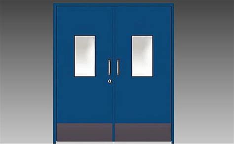 Single Door Blue Hinged Hmps Steel Door For Commercial Powder Coated