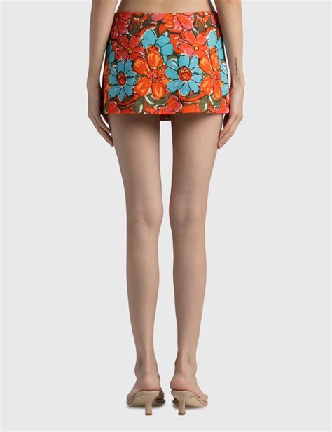 Miaou Red Micro Mini Skirt In Multicolor Modesens