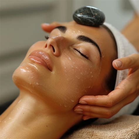 Premium Photo Tranquil Hot Stone Facial Massage Relaxation And