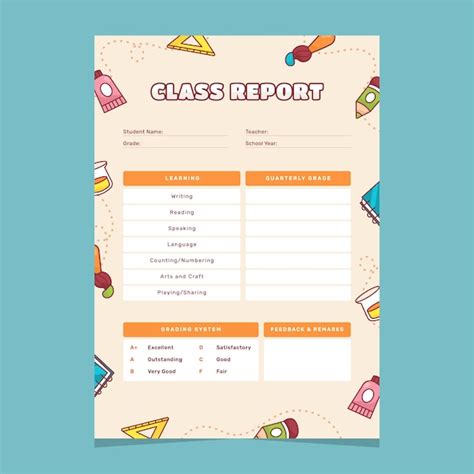 Free Vector | Hand drawn report card design