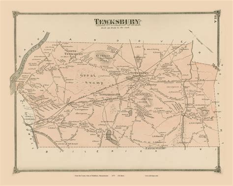 Tewksbury 1875 Old Town Map Reprint Middlesex County Etsy