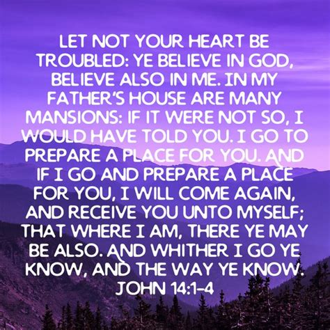 John 14 1 4 Let Not Your Heart Be Troubled Ye Believe In God Believe