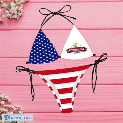 American Flag Strohs Beer String Bikini Set Summer Gift For Womens Banantees