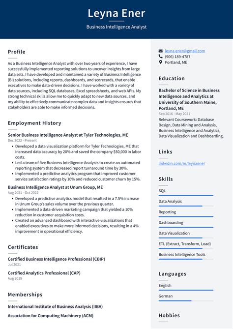 Meta Business Intelligence Analyst Resume Examples