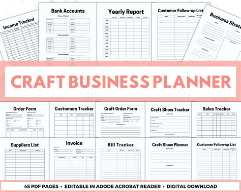 Craft Business Planner, Small Business Template for Shows & Fairs ...