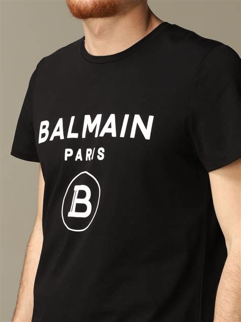 Balmain T Shirt Avec Capuche Et Bandes Logo Noir T Shirt Balmain