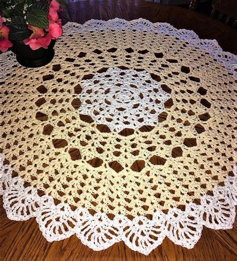 Doily 40 Inch Two Color Doily White And Soft Ecru Doily Large Doily