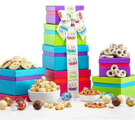 Broadway Basketeers Gourmet Chocolate Gift Tower Birthday Snack Box