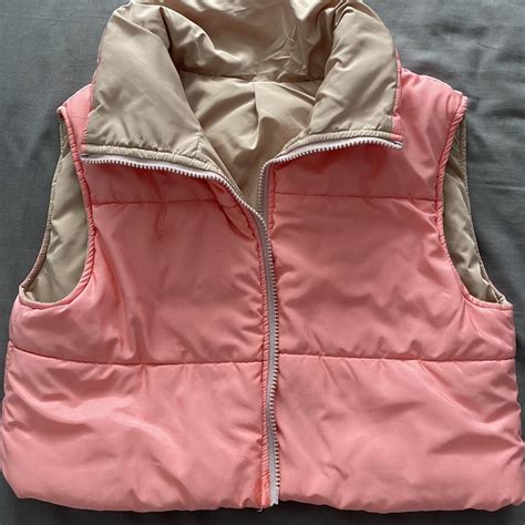 Pink Nude Reversible Gilet Depop