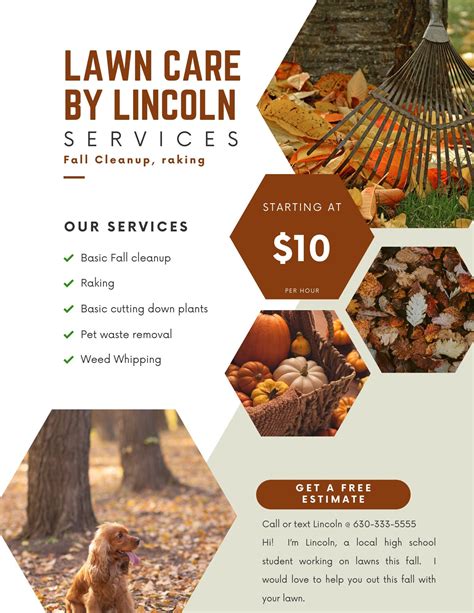 Fall Cleanup Flyer Raking Leaves Lawn Care Lawn Service Flyer Teen