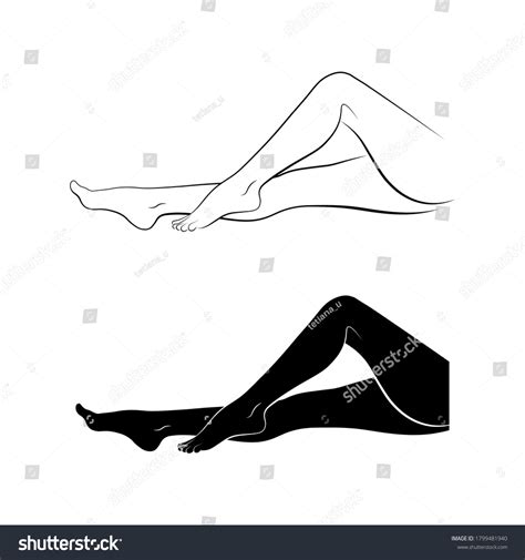 Graceful Nude Women Legs Black Linear Stock Vector Royalty Free Shutterstock