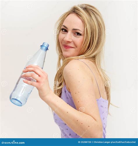 Pretty Blonde Girl Flirts With A Smile Stock Photo Image Of Girl