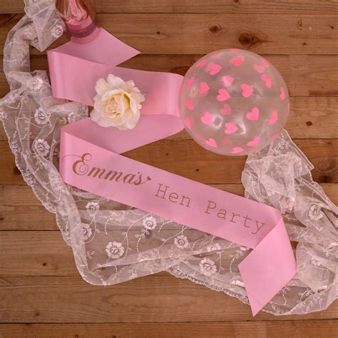 Personalised Hen Party Sash Vintage Style Hen Party Sash Pink And