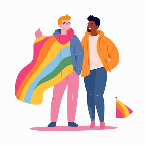 Un retrato de una pareja gay con una bandera del arco iris el concepto de lgbtq ilustración de