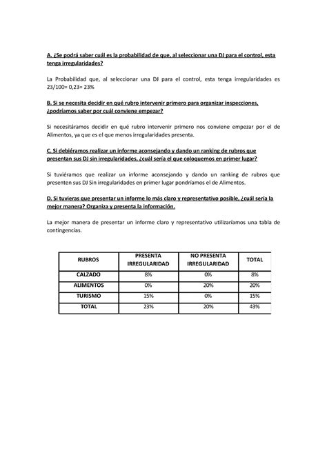 Trabajo Practico N A Se Podr Saber Cu L Es La Probabilidad De