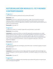 Autoevaluacion Modulo Fe Y Mundo Contemporaneo Pdf Autoevaluacion