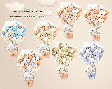 Elephant Hot Air Balloon Baby Shower Invitation Template Up Etsy