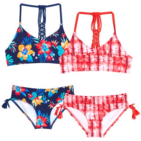 Kanu Surf Girls Bathing Suit 4 Piece UPF 50 Quick Dry Bikini Swimsuit 5 16 Walmart