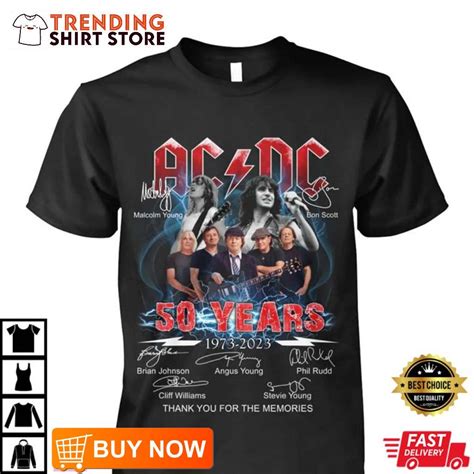 Acdc 50 Years Anniversary 1973 2023 Thank You For The Memories T Shirt