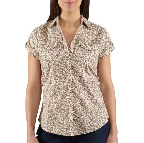 Carhartt Womens Short Sleeve Printed Camp Shirt Ws036 Ebay