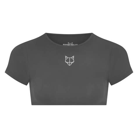 Frankie Crop Gym Tee Charcoal Naked Wolfe Roupas Roupas Femininas