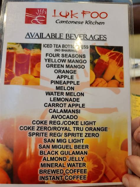 Menu at Luk Foo Hot Pot restaurant Parañaque