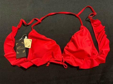 Varsdodo Vd Red Sexy Bikini Swimsuit Bra Top Sz L Nylon Spandex Ebay