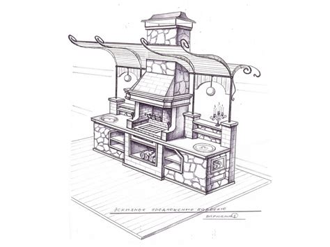 Чертеж мангальной зоны из металла с крышей (71 фото) - красивые ...