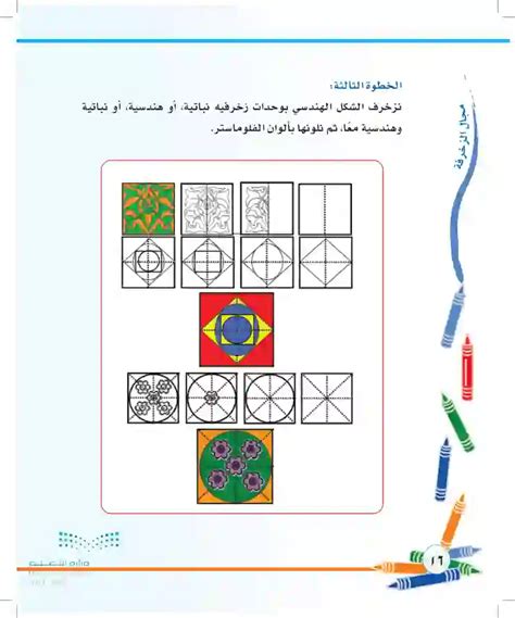 الخطوة الثالثة نزخرف الشكل الهندسي بوحدات زخرفية نباتية عين2022 رسم