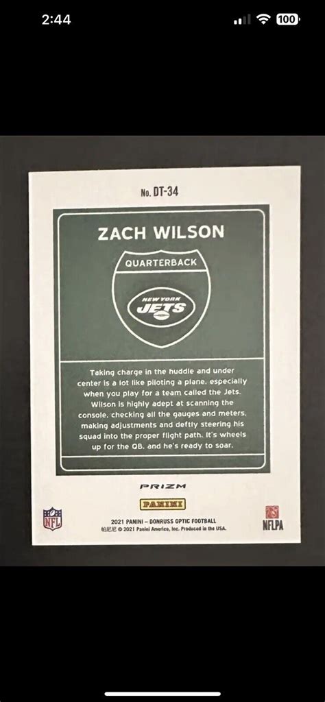 2021 Panini Donruss Optic Downtown Dt 34 Zach Wilson Rc Ebay