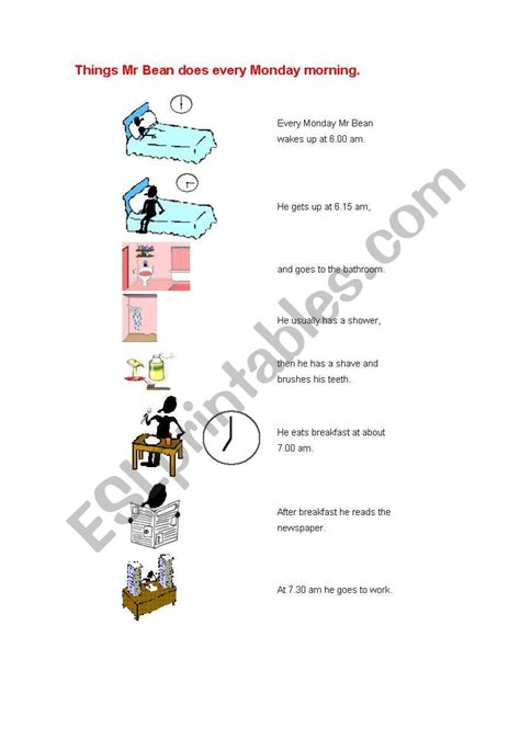 MR BEANS DAILY ROUTINE ESL Worksheet By Mauge05